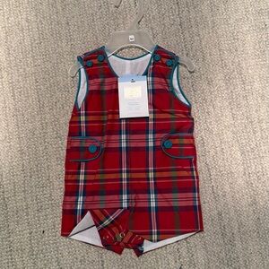 Bella Bliss Red Plaid Jon Jon Size 6 months NWT